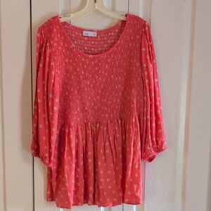 Croft & Barrow Coral Floral Blouse